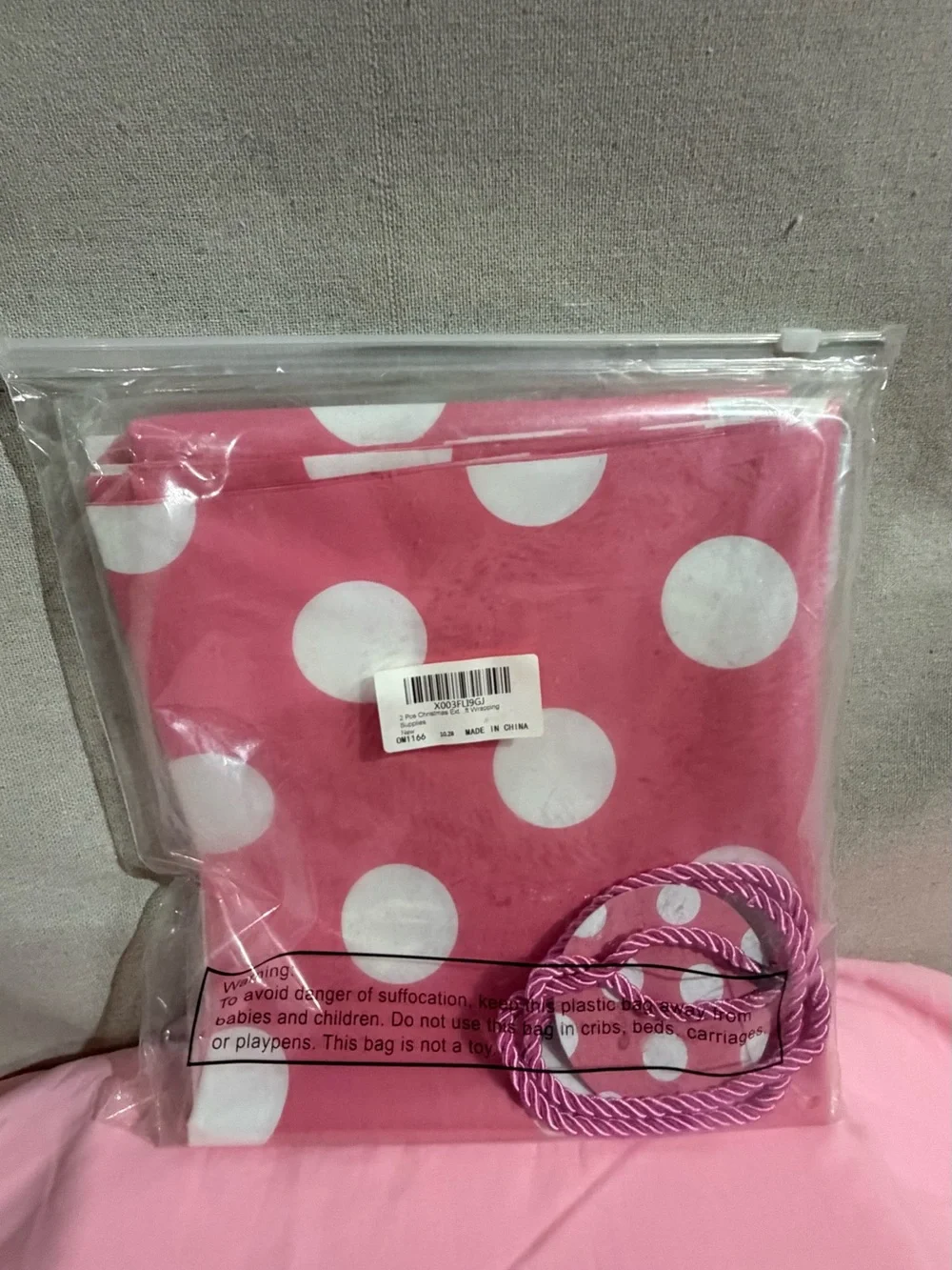 Kids Polka Dot storage Xmas bags - White Dots